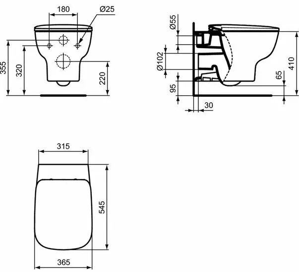 Vas wc suspendat Ideal Standard Esedra Aquablade