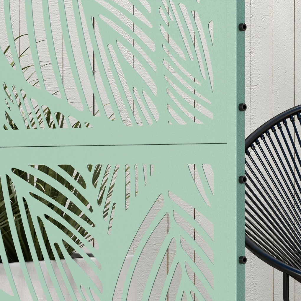 Outsunny Panou paravan de protecție decorativ paravant exterior verde cu model vegetal din metal, 122 x 45 x 198 cm, verde | Aosom Romania