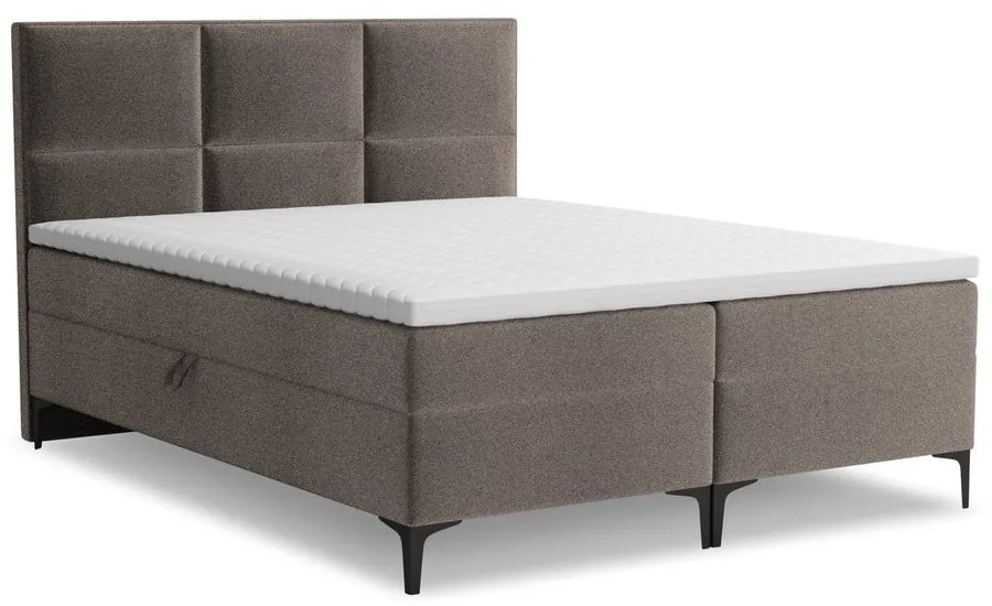 Pat boxspring maro cu spațiu de depozitare 140x200 cm Pakalana – Makamii