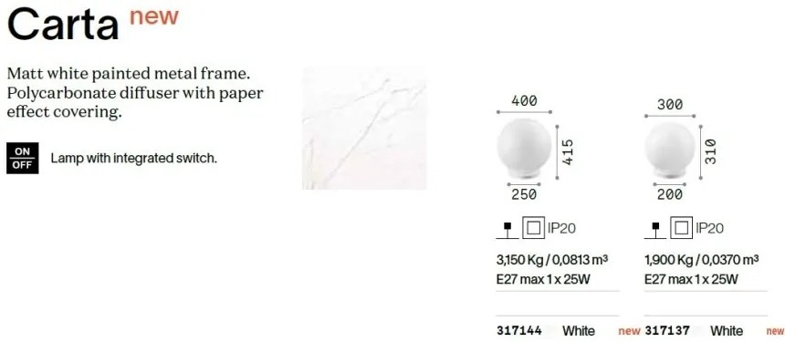 Lampa de podea stil minimalist Carta pt1 d30