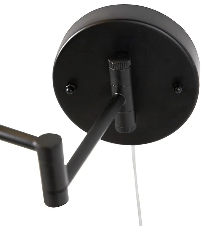 Oglinză de perete de design neagră cu LED reglabil IP44 cu cordon de tragere - Vicino