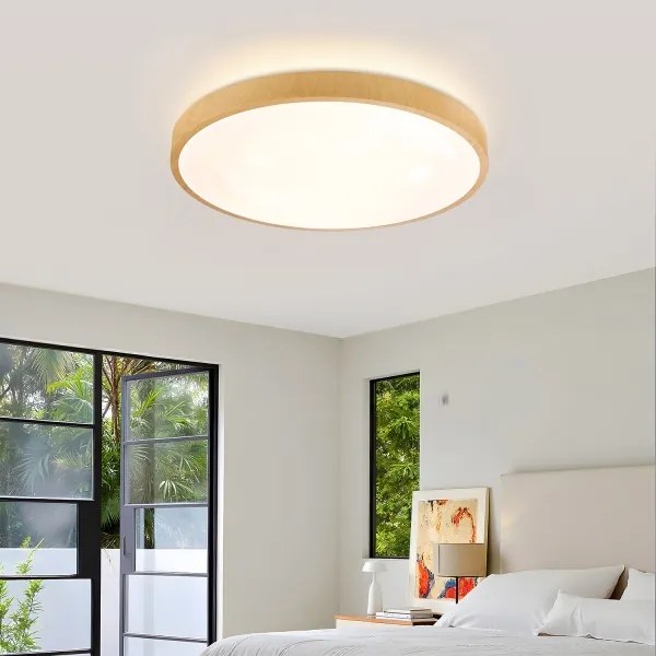 Brilagi-LED Corp de iluminat dimabil GLASS POOL DOUBLE LED/60W/230V 50 cm, decor lemn + telecomandă