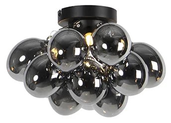 Plafoniera de design neagra cu sticla fumurie cu 3 lumini - Uvas