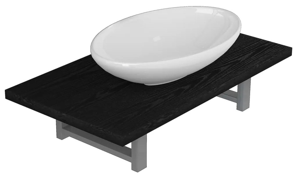 279335 vidaXL Set mobilier de baie, 2 piese, negru, ceramică