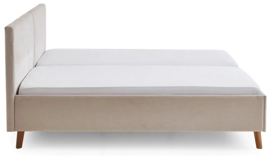 Pat matrimonial bej tapițat cu somieră 160x200 cm Piano – Meise Möbel