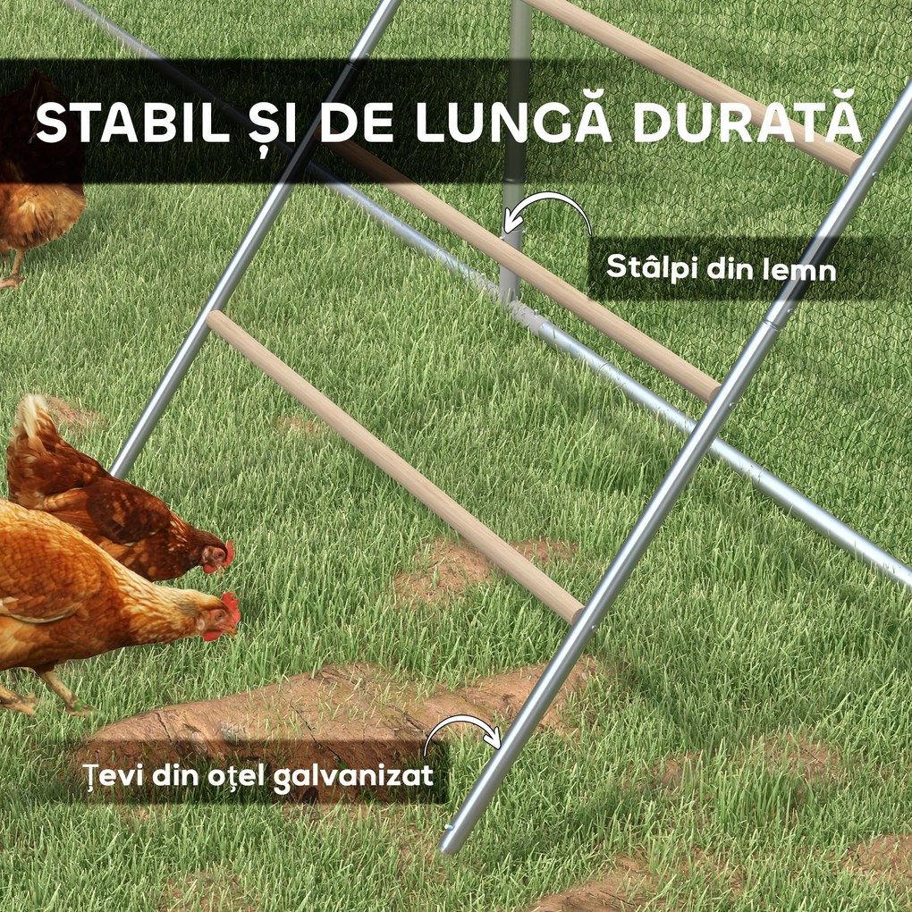 PawHut Suport pentru Găini pe 4 Niveluri, Posatoiu din Lemn și Oțel Galvanizat, Scară pentru Coteț, 4-6 Găini, 140x86x2,5 cm, Lemn Natural | Aosom Romania