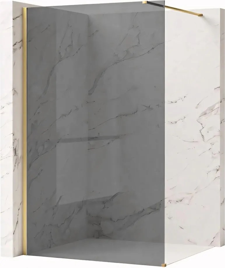 Paravan de dus fumuriu Rea Flexi Grey 80 cm auriu periat