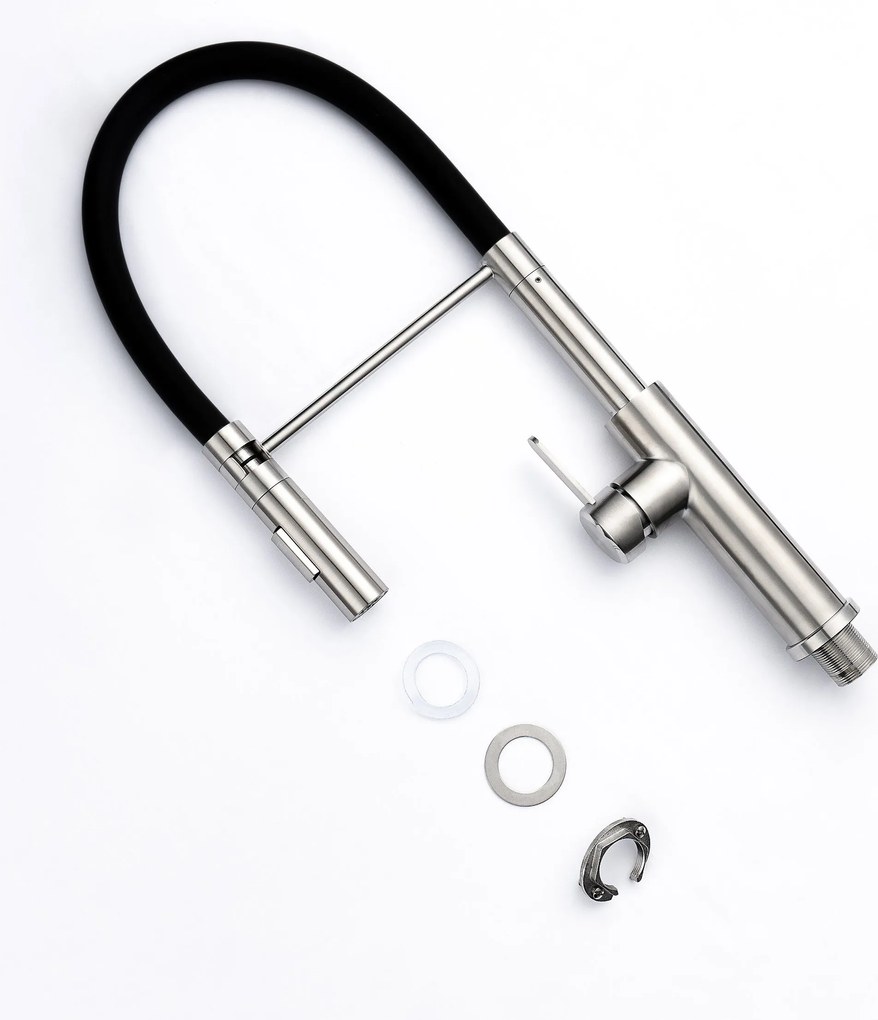 Baterie bucătărie cu pipă flexibilă - 284 oțel inoxidabil Cromat P14A