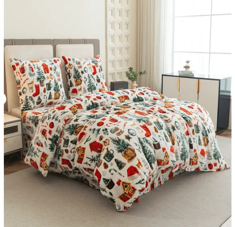 Lenjerie cocolino FESTIVE MAGIC alba Dimensiune lenjerie de pat: 70 x 90 cm | 140 x 200 cm