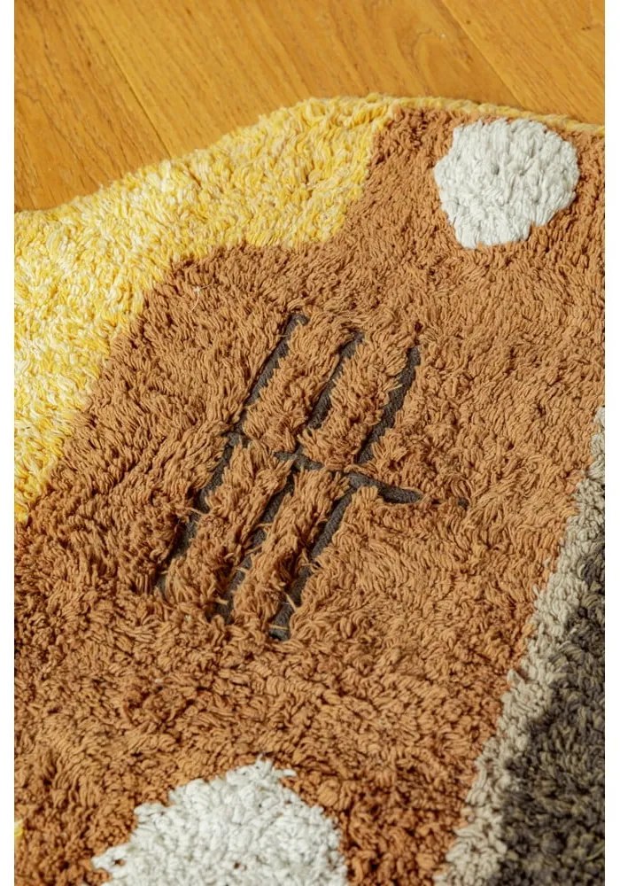 Covor pentru copii galben ocru lavabil, țesut manual din bumbac 90x130 cm School Bus – Lorena Canals