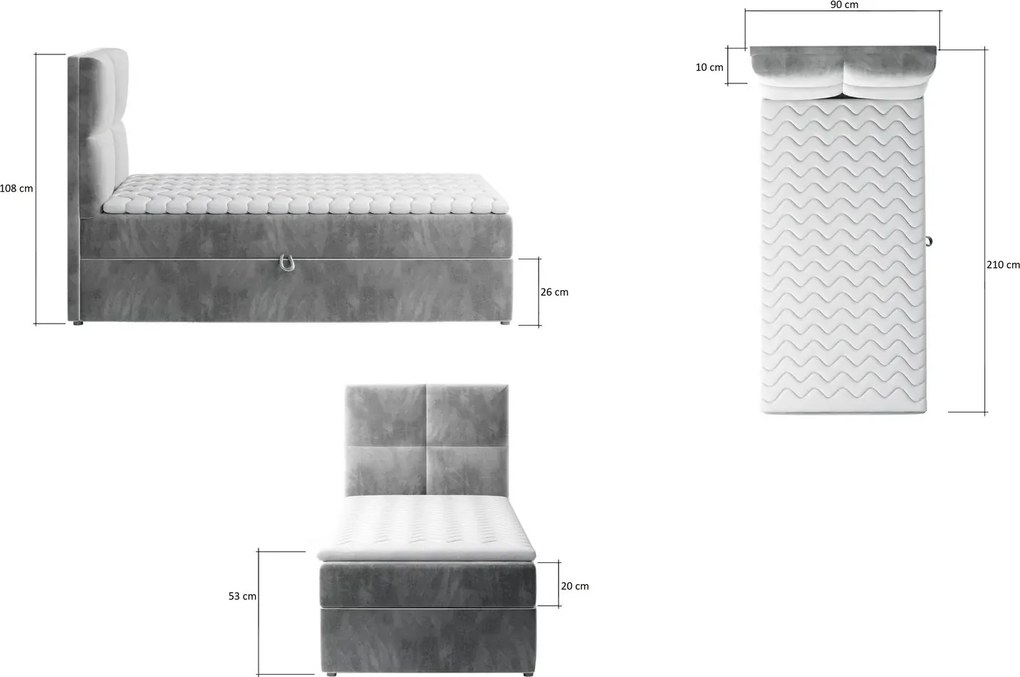 Pat lemn masiv BoxSpring Rivia 90x200 - Paros 05