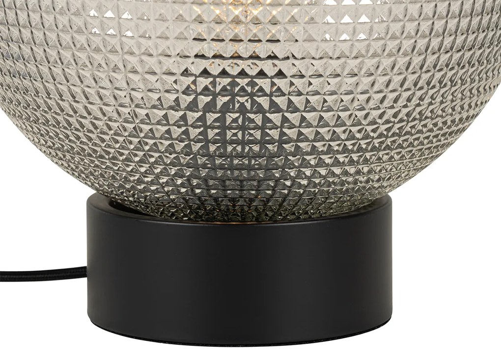 Lampa de masă de design neagră cu sticlă fumurie - Chico