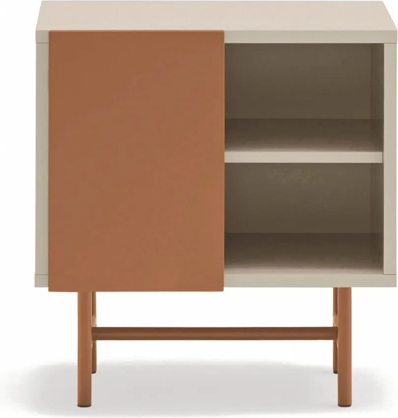 Noptieră cărămizie/bej cu rafturi cu aspect mat Nube – Teulat