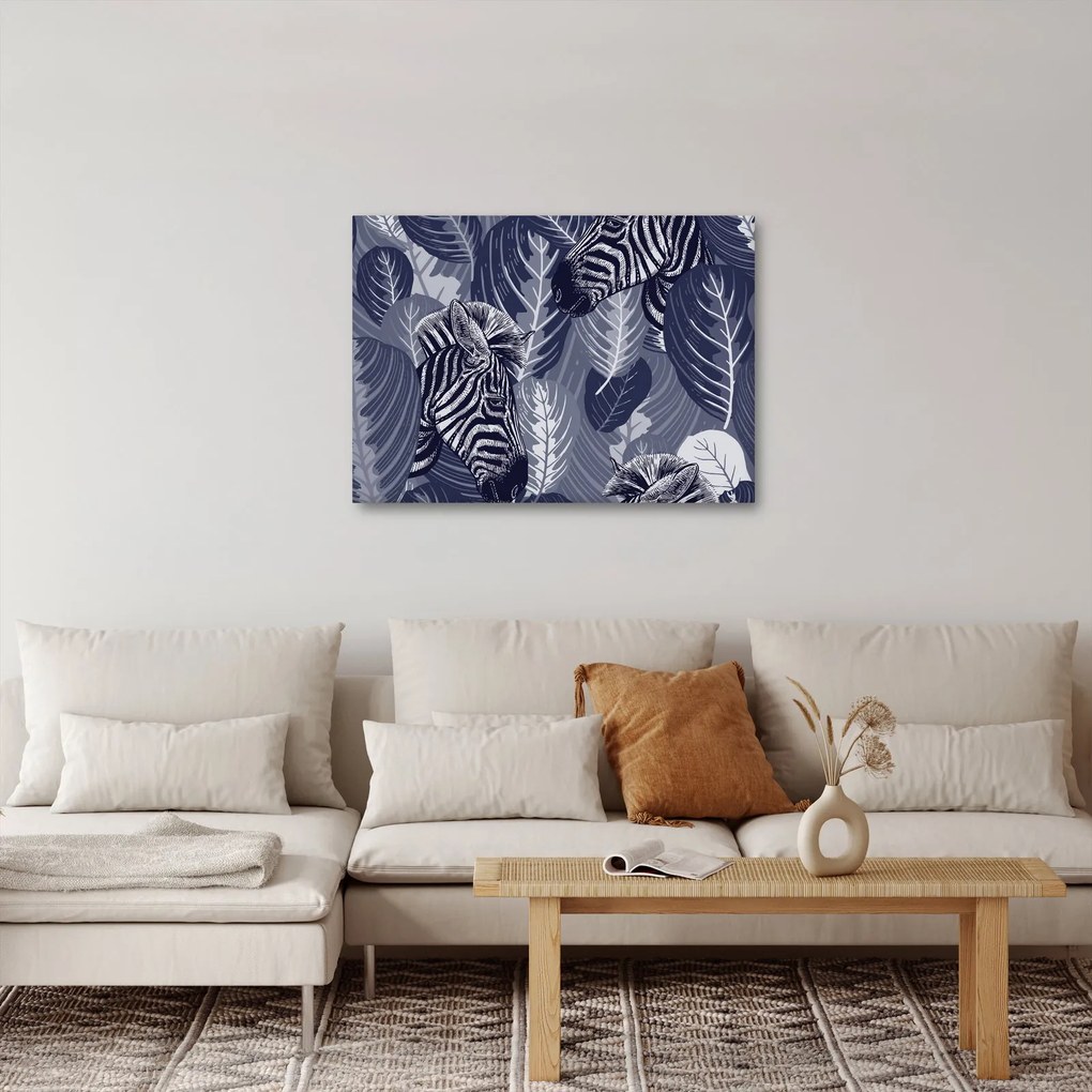 Tablou - Zebre albastre (70x50 cm)