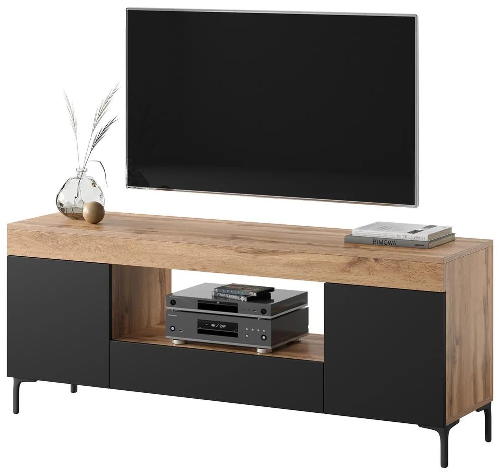 Dulap TV Giuseppo (cu iluminat) (stejar lancaster + negru). 1098646