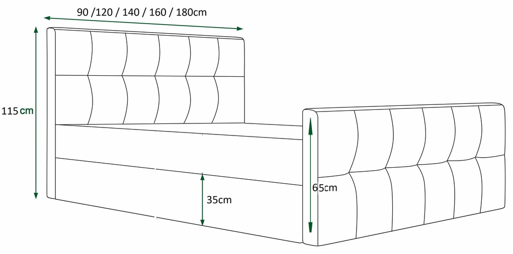 Pat matrimonial 140 cm Billie (bej) (cu somieră și sp. depozitare). 1046822