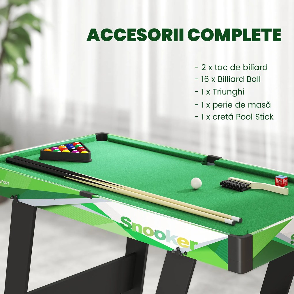 SPORTNOW Masă de Biliard Pliabilă cu Accesorii pentru Adulți și Tineri 104x55.5x68cm | Aosom Romania