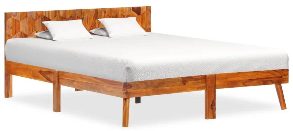 288446 vidaXL Cadru de pat, 140 x 200 cm, lemn masiv de sheesham