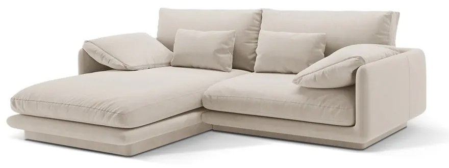 Colțar alb cu tapițerie din catifea (cu colț pe partea stângă /cu șezlong) Torino – Micadoni