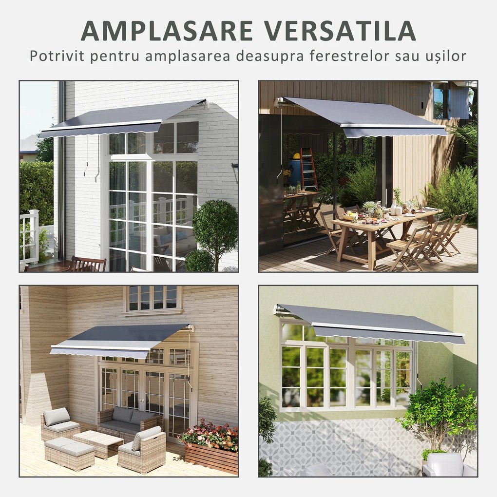 Outsunny Material de Înlocuire pentru Copertină Retractabilă, 282x250 cm, Gri | Aosom Romania