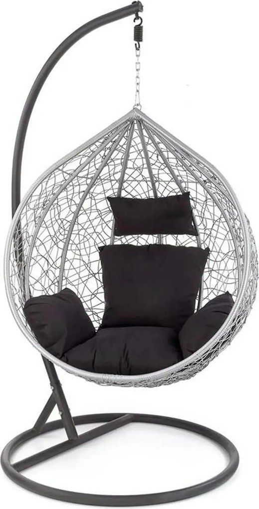Balansoar gradina EGGY, gri/negru, rattan sintetic/stofa, 106x106x195
