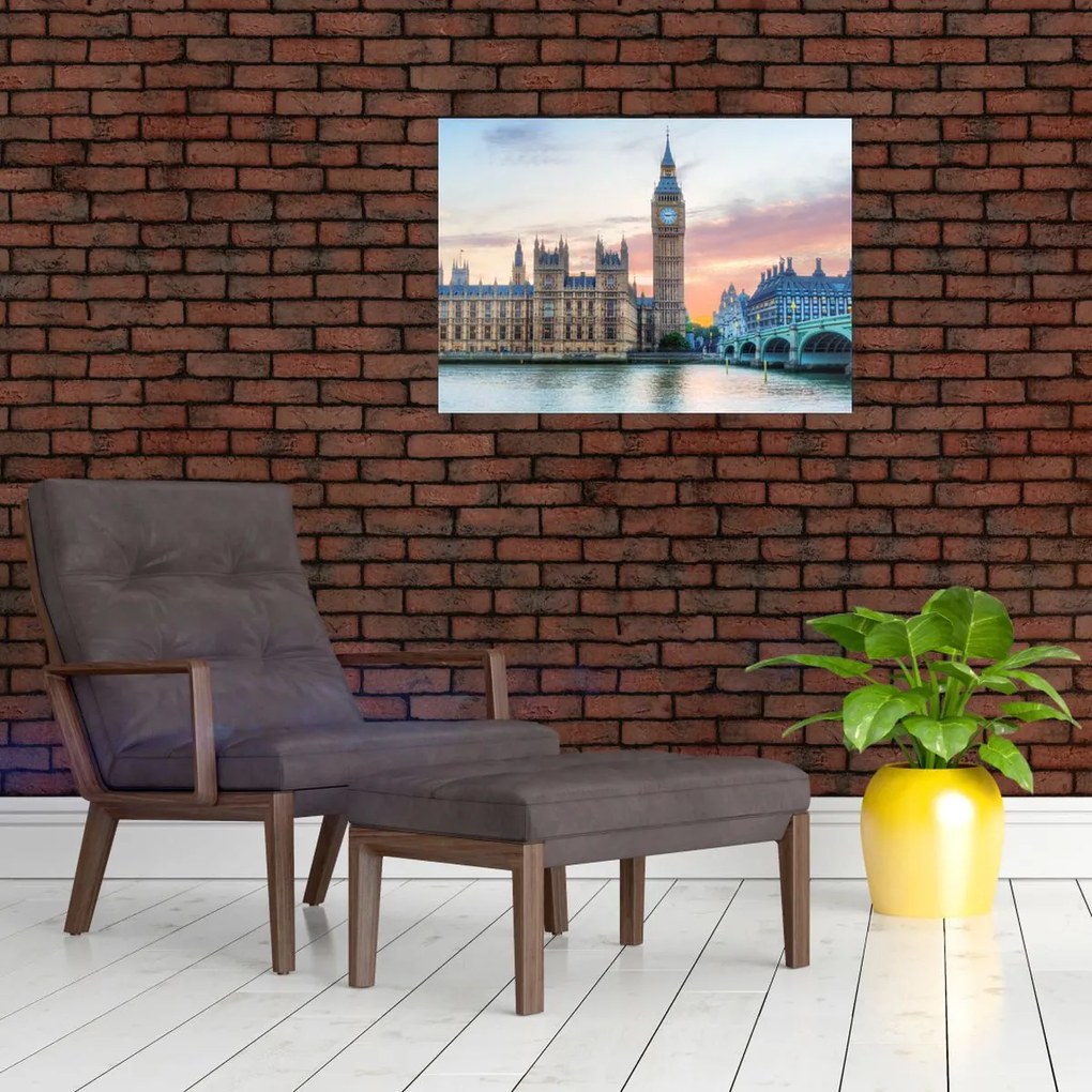 Tablou pe sticlă - Londra în culori pastelate (70x50 cm)