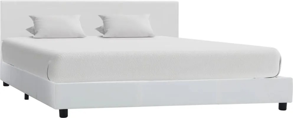 vidaXL Cadru de pat, alb, 160x200 cm, piele ecologică