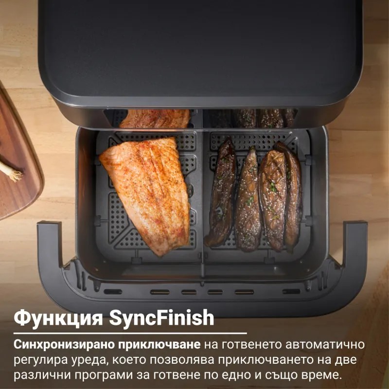 Friteuză dublă cu aer cald 8-în-1 Instant Pot Vortex VersaZone XL ClearCook 140-3025-01-EU, 2800 W, 12 l, 205 °C, EvenCrisp, Finalizare sincronizată a programelor, Comandă tactilă, Negru/Inox