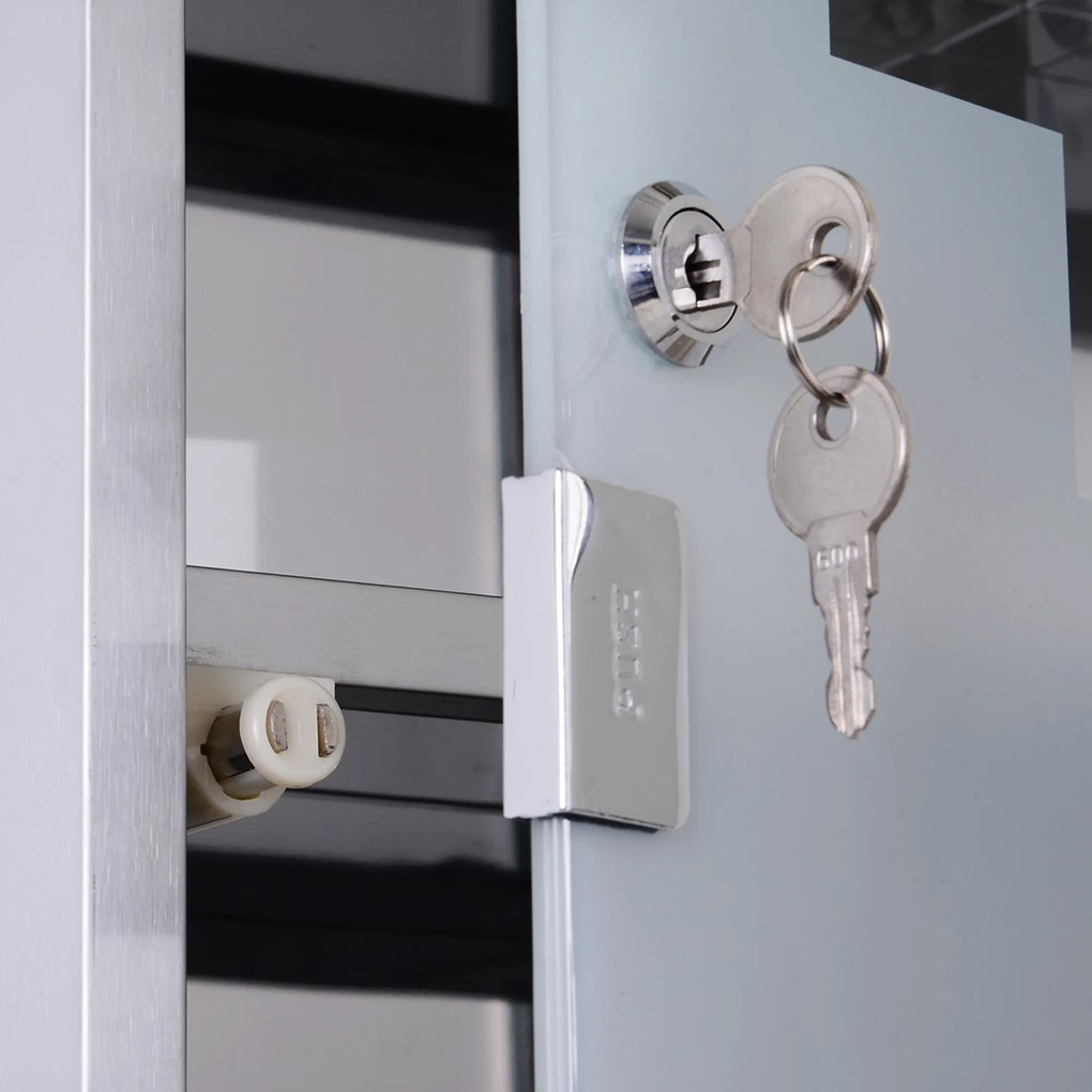 HOMCOM Dulap Medicamente din Oțel Inoxidabil 50x30x18 cm, Casetă Prim Ajutor cu Încuietoare &amp; 2 Chei | Aosom Romania