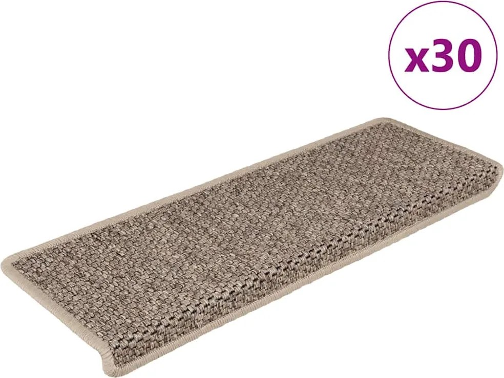 vidaXL Covorașe scări autoadezive, 30 buc. bej 65x21x4 cm aspect sisal