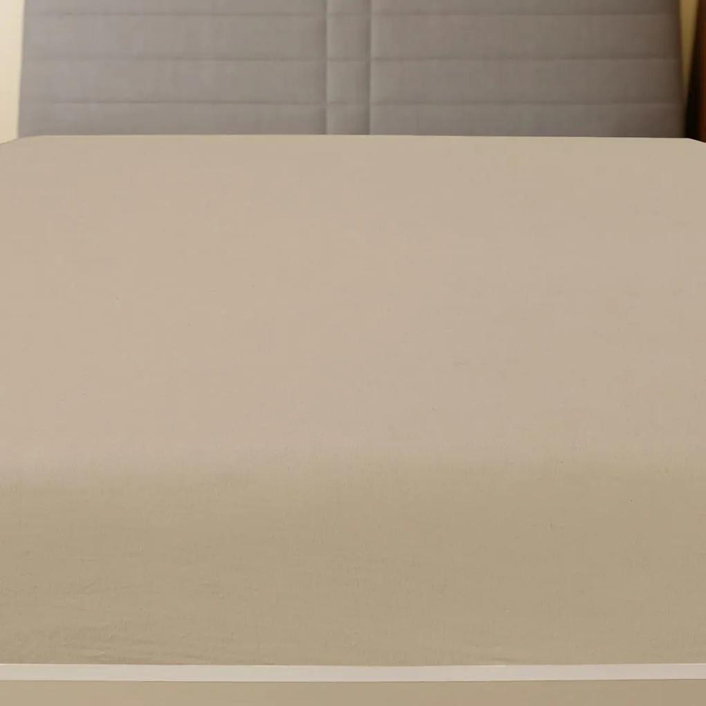 Cearsaf de pat cu elastic, gri taupe, 180x200 cm, bumbac