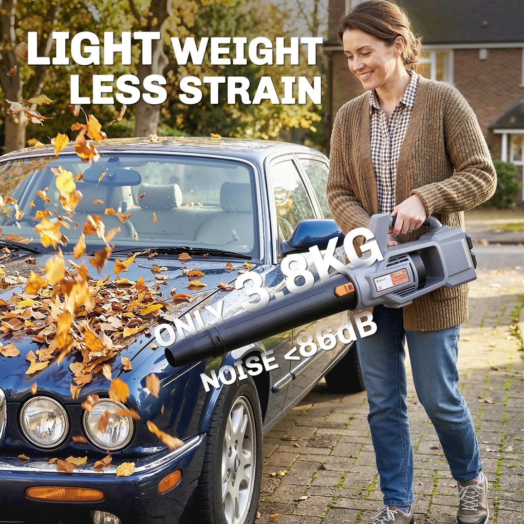 Outsunny Suflător cu Baterie 36V, Suflător de Frunze cu 2 Baterii 4Ah, Motor Brushless 1000W, 3 Niveluri de Viteză 270 km/h, Turbo Boost, Încărcător, Ușor, pentru Grădină, Frunze, Zăpadă, Praf | Aosom Romania