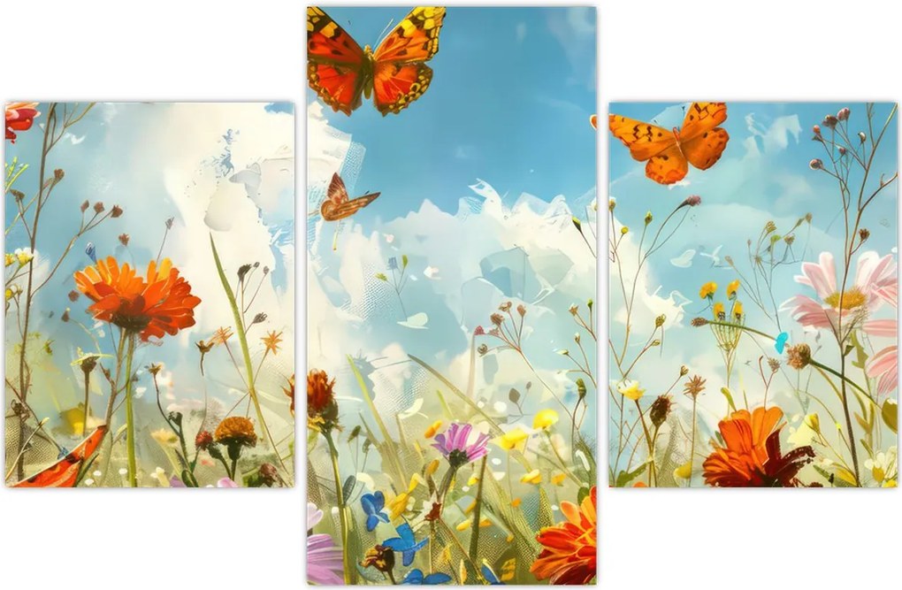 Tablou - Fluturi pe pajiștea de vară (90x60 cm)