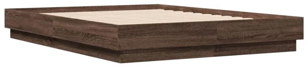 3209883 vidaXL Cadru de pat, stejar maro, 135x190 cm, lemn prelucrat