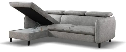 Colțar extensibil NISA, în formă de L, cu spațiu de depozitare, gri, orientare stânga