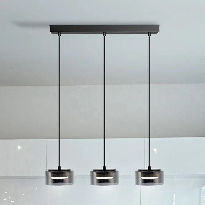 Lustra LED suspendata design modern Olaia 3L Fumuriu