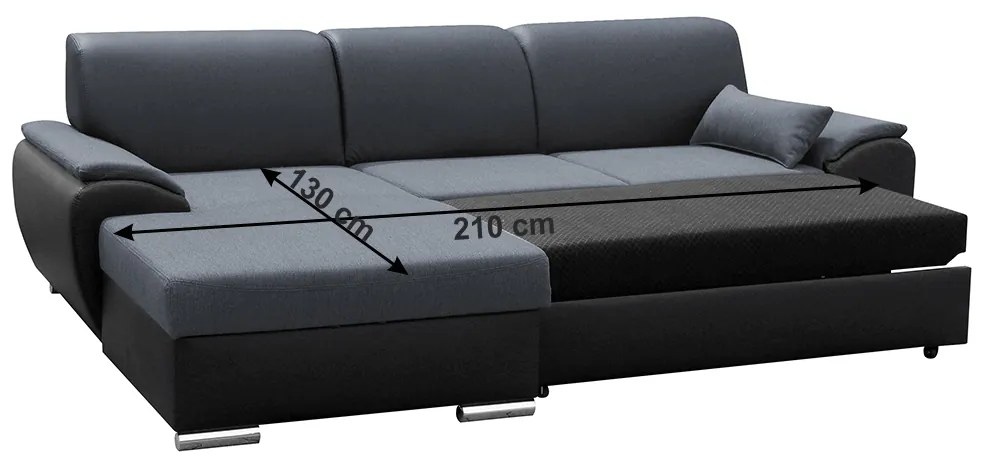 Colțar Excelsa 2 (S) (negru piele ecologică + Gri închis Textil). 1028745