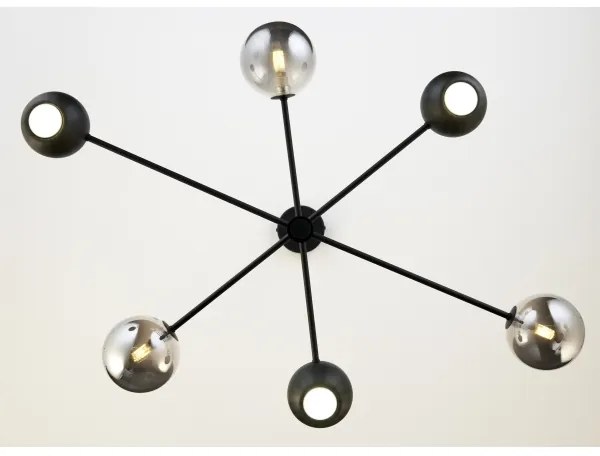 Lustră pe tijă Jupiter 1974 MOKA 3xGU10/10W/230V + 3xG9/10W/230V negru/crom