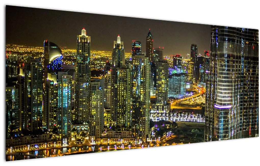 Tablou cu oraș nocturn (120x50 cm)