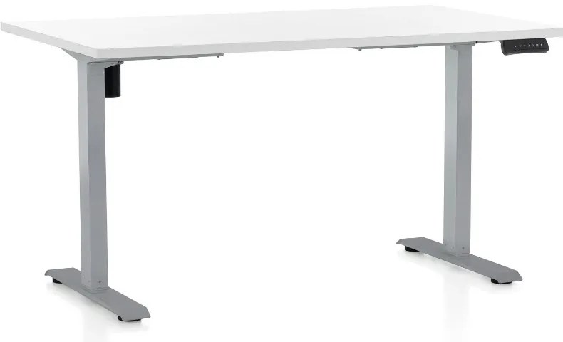 Masa inaltime reglabila OfficeTech B, 120 x 80 cm, bază gri, alb