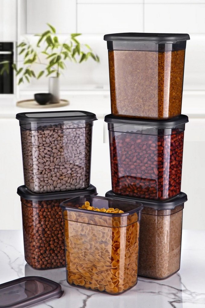 Set cutii de depozitare (6 piese), Hermia, Culoare: Antracit