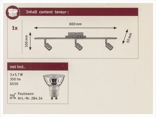 Spot 3xGU10/10W GEORGIA 230V Paulmann 66708