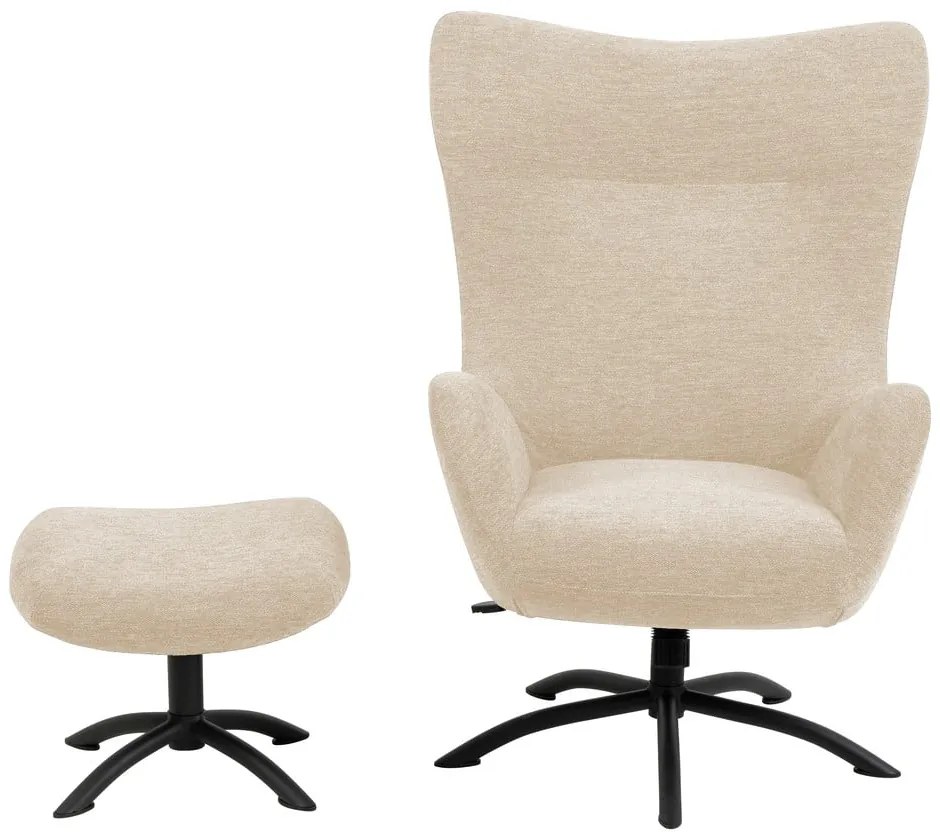 Set fotoliu și taburet Actona Talgarth, alb - crem