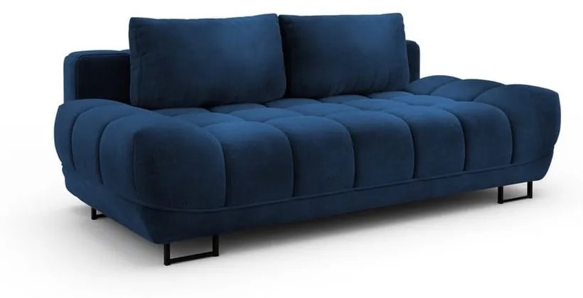 Canapea extensibilă cu 3 locuri și tapițerie de catifea Windsor &amp; Co Sofas Cirrus, albastru închis