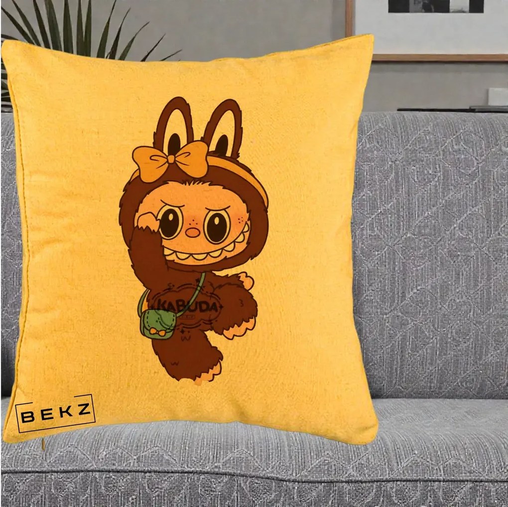 Perna Personalizata Kabuda Maro cu Funda Aurie, 40x40 cm, Galben, Husa Detasabila, Perna Inclusa, BEKZ®