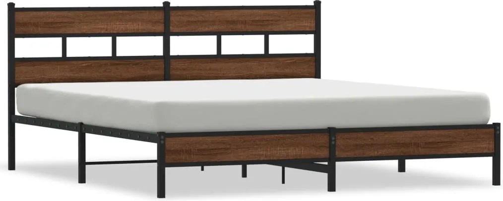 vidaXL Cadru de pat metalic fără saltea, stejar maro, 200x200 cm