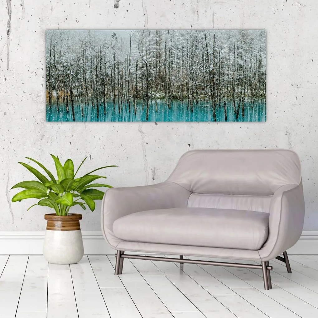 Tablou - Pescărie turcoaz, Biei, Japonia (120x50 cm)