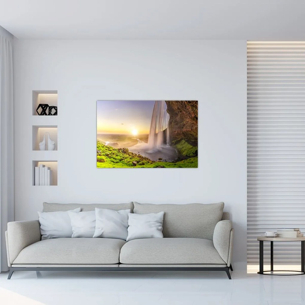 Tablou - Seljalandsfoss din spatele peșterii (90x60 cm)