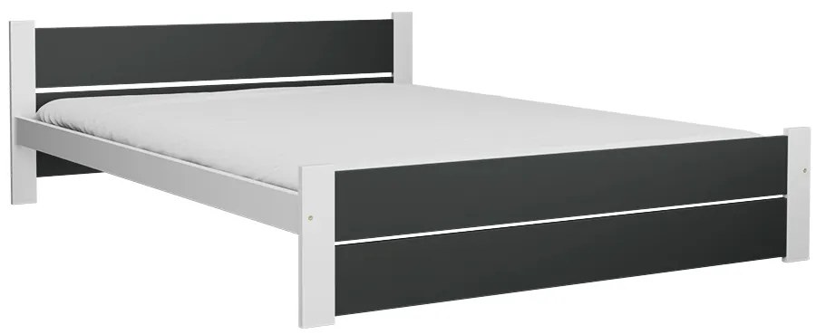 Pat de o persoana IKAROS DOUBLE 120 x 200 cm, antracit/alb Saltele: Fara saltea, Somiera pat: Cu lamele curbate