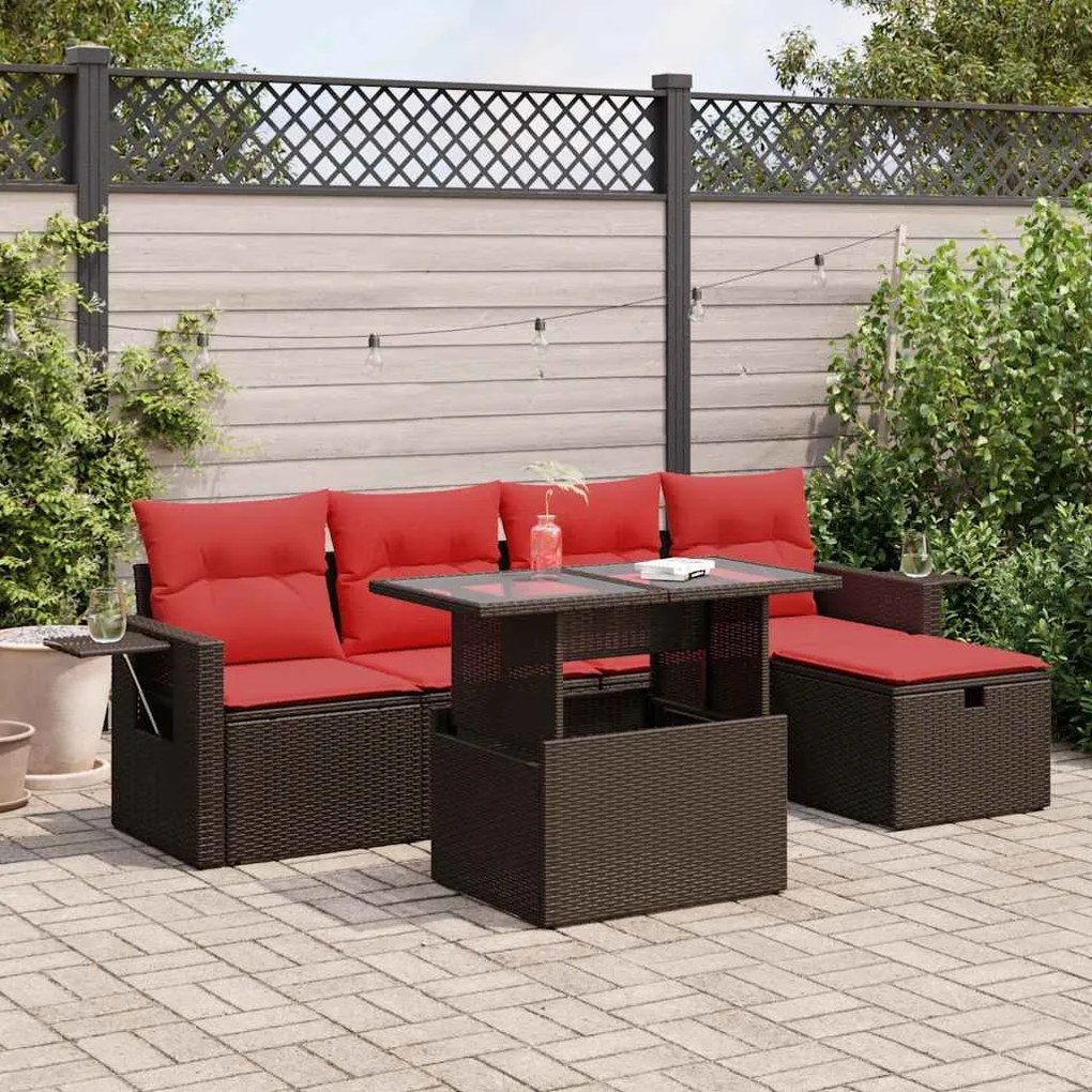vidaXL Set mobilier grădină perne 6 piese maro poliratan